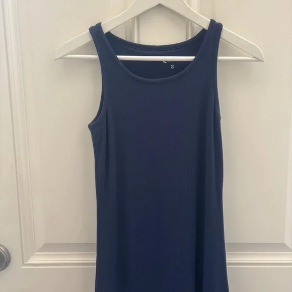 Quince Navy Tencel Rib Knit Sleeveless Dress Small - Picture 6 of 12